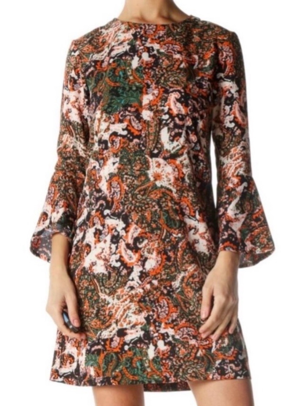 WAYF Paisley Long Sleeve Dress Retro 70’s Hippy. Size Small